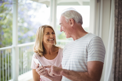 Couple smiling
